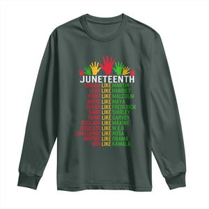 Juneteenth 1865 Long Sleeve Shirt Dream Like Leaders TS01 Dark Forest Green Print Your Wear