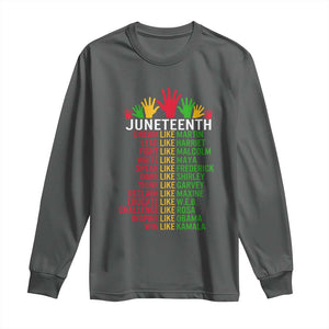Juneteenth 1865 Long Sleeve Shirt Dream Like Leaders TS01 Dark Heather Print Your Wear