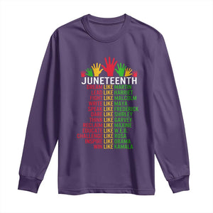 Juneteenth 1865 Long Sleeve Shirt Dream Like Leaders TS01 Purple Print Your Wear