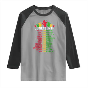 Juneteenth 1865 Raglan Shirt Dream Like Leaders TS01 Sport Gray Black Print Your Wear