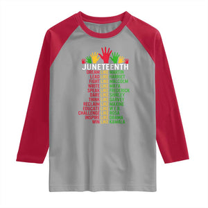 Juneteenth 1865 Raglan Shirt Dream Like Leaders TS01 Sport Gray Red Print Your Wear