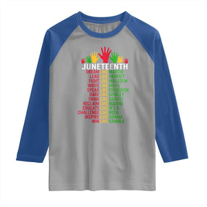 Juneteenth 1865 Raglan Shirt Dream Like Leaders TS01 Sport Gray Royal Print Your Wear