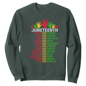 Juneteenth Sweatshirt Dream Like Leaders TS01 Dark Forest Green Printyourwear
