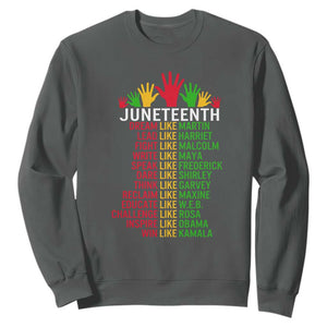 Juneteenth Sweatshirt Dream Like Leaders TS01 Dark Heather Printyourwear