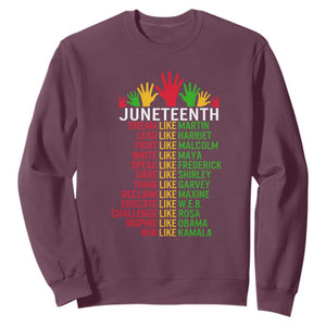 Juneteenth Sweatshirt Dream Like Leaders TS01 Maroon Printyourwear