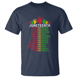 Juneteenth T Shirt Dream Like Leaders TS01 Navy Printyourwear