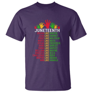 Juneteenth T Shirt Dream Like Leaders TS01 Purple Printyourwear
