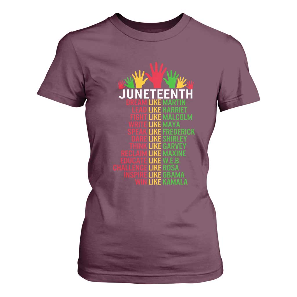 Juneteenth 1865 T Shirt For Women Dream Like Leaders TS01 Maroon Print Your Wear