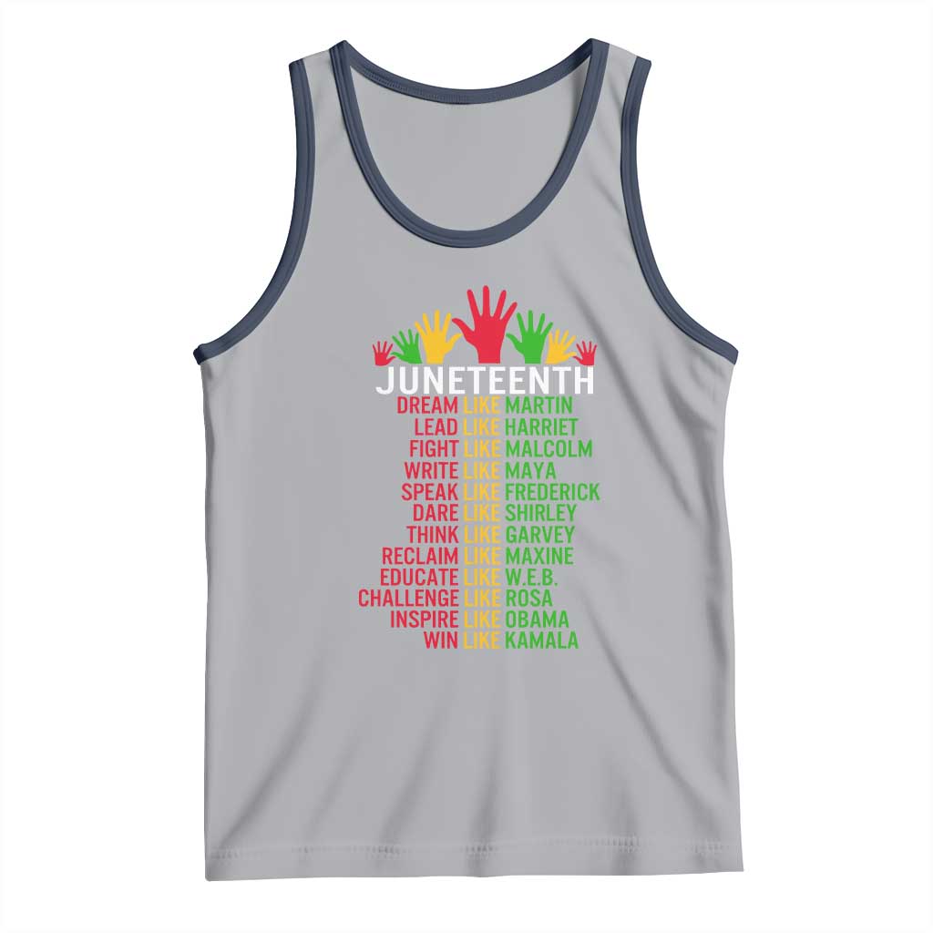 Juneteenth 1865 Tank Top Dream Like Leaders TS01 Athletic Heather Navy Print Your Wear