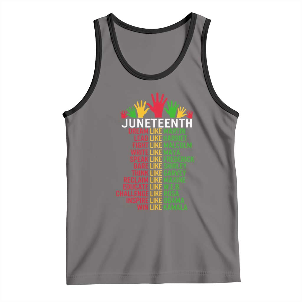 Juneteenth 1865 Tank Top Dream Like Leaders TS01 Deep Heather Black Print Your Wear
