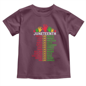 Juneteenth 1865 Toddler T Shirt Dream Like Leaders TS01 Maroon Print Your Wear