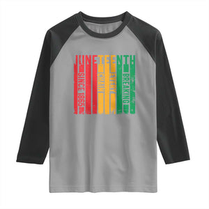 Juneteenth Since 1865 Raglan Shirt Breaking Every Chain TS01 Sport Gray Black Print Your Wear