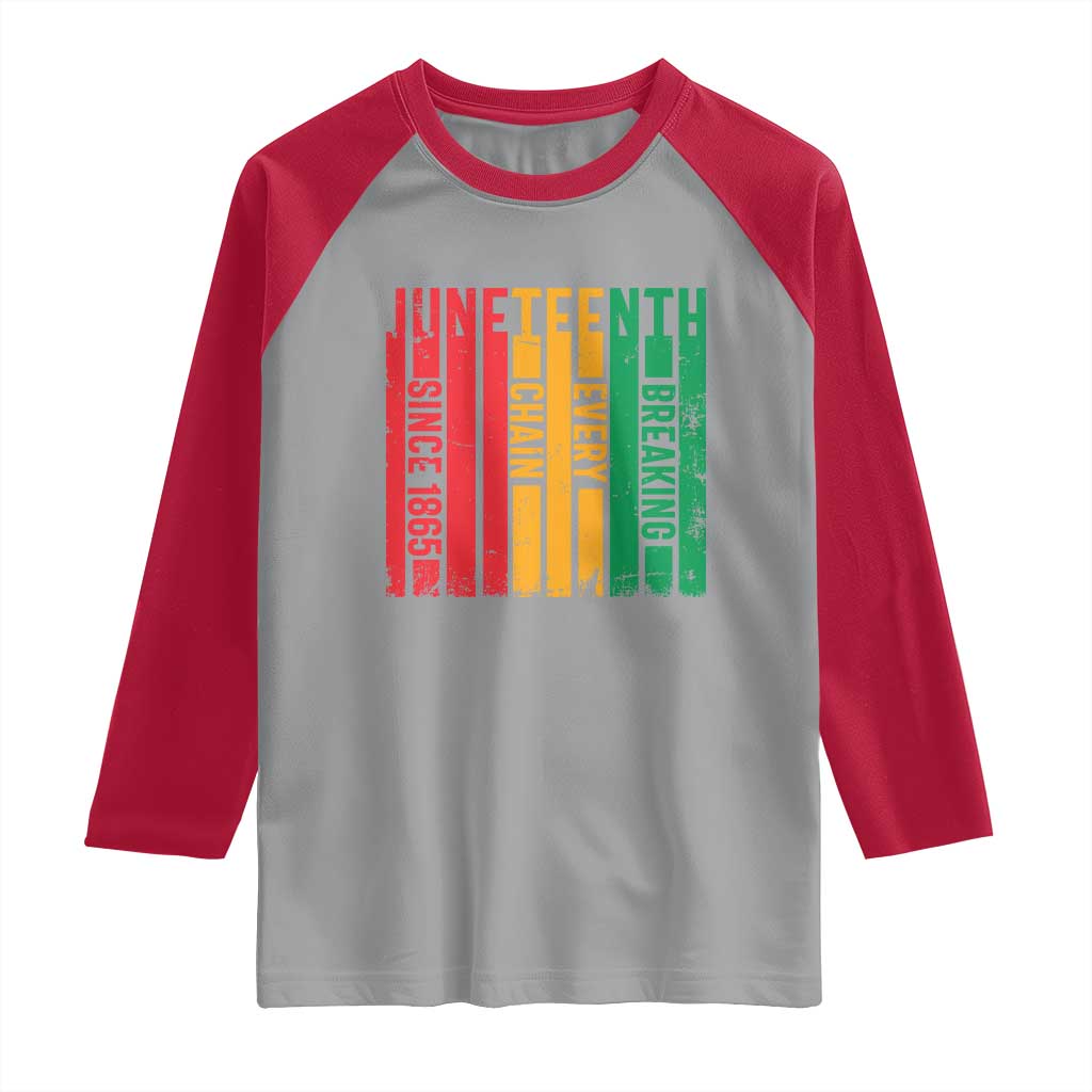 Juneteenth Since 1865 Raglan Shirt Breaking Every Chain TS01 Sport Gray Red Print Your Wear