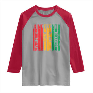 Juneteenth Since 1865 Raglan Shirt Breaking Every Chain TS01 Sport Gray Red Print Your Wear