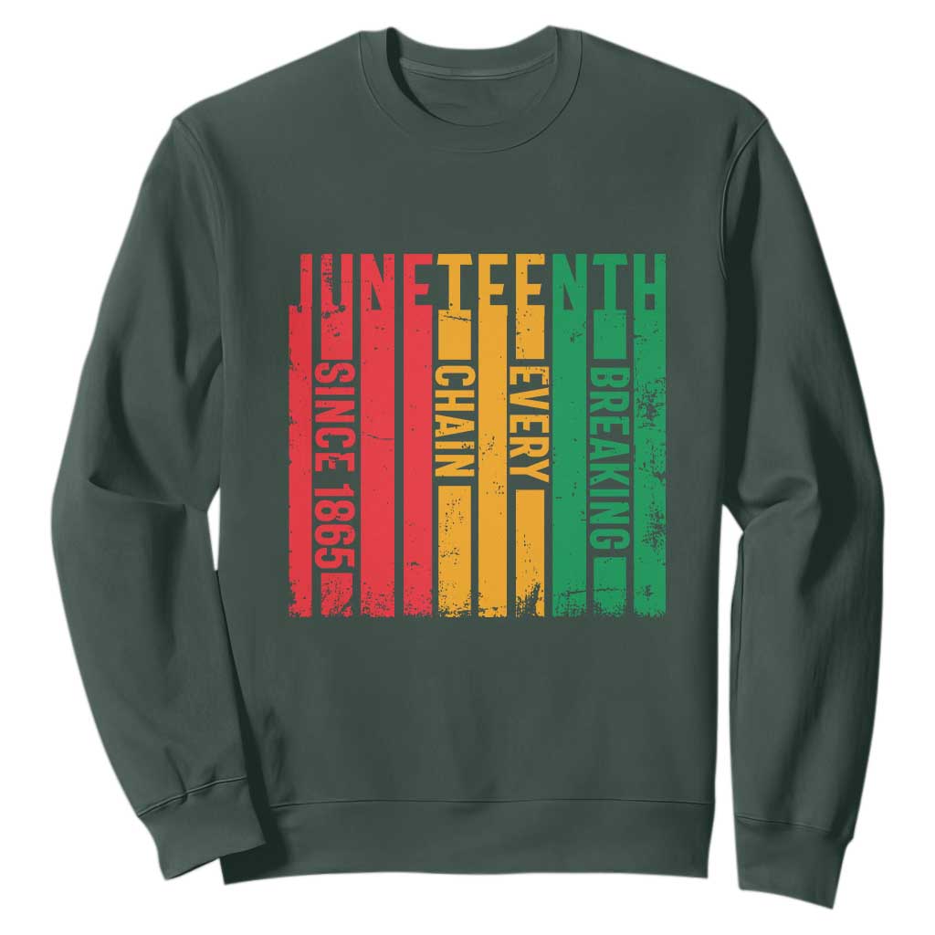 1865 Sweatshirt Juneteenth Breaking Every Chain TS01 Dark Forest Green Printyourwear