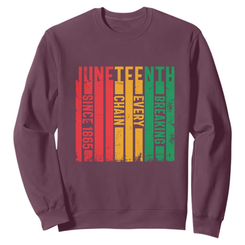 1865 Sweatshirt Juneteenth Breaking Every Chain TS01 Maroon Printyourwear