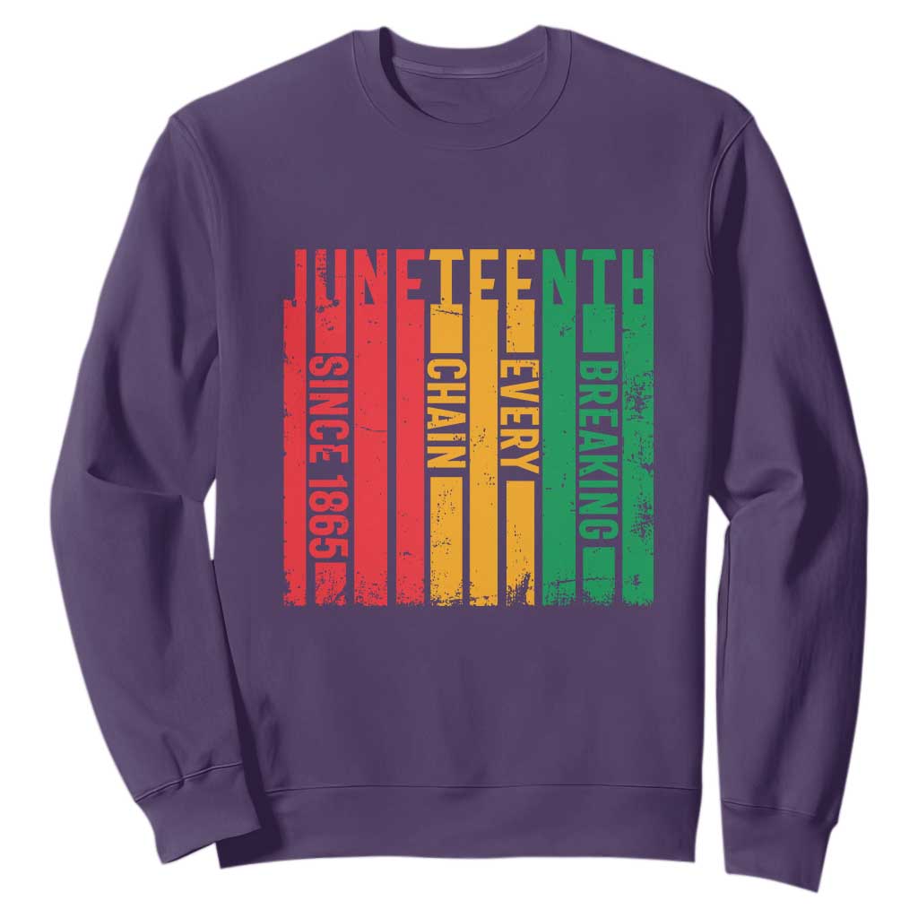 1865 Sweatshirt Juneteenth Breaking Every Chain TS01 Purple Printyourwear