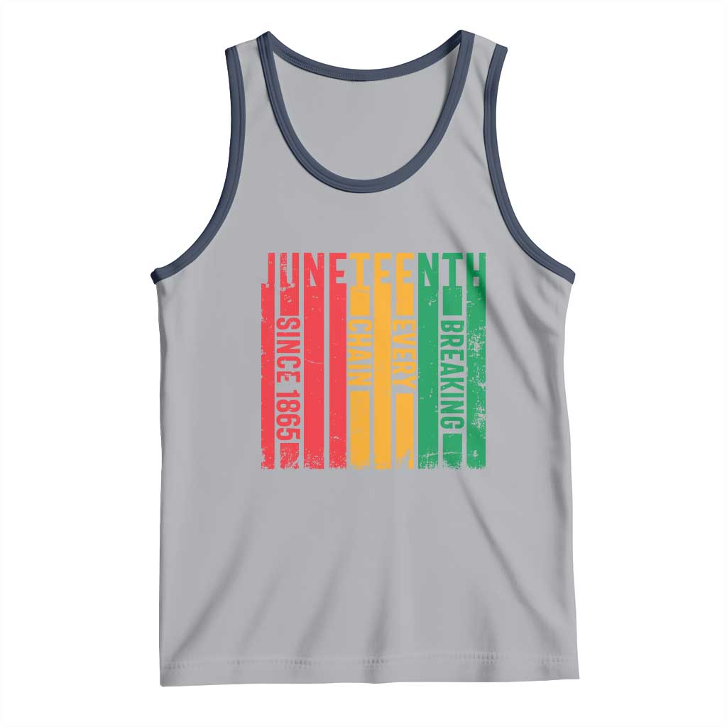 Juneteenth Since 1865 Tank Top Breaking Every Chain TS01 Athletic Heather Navy Print Your Wear