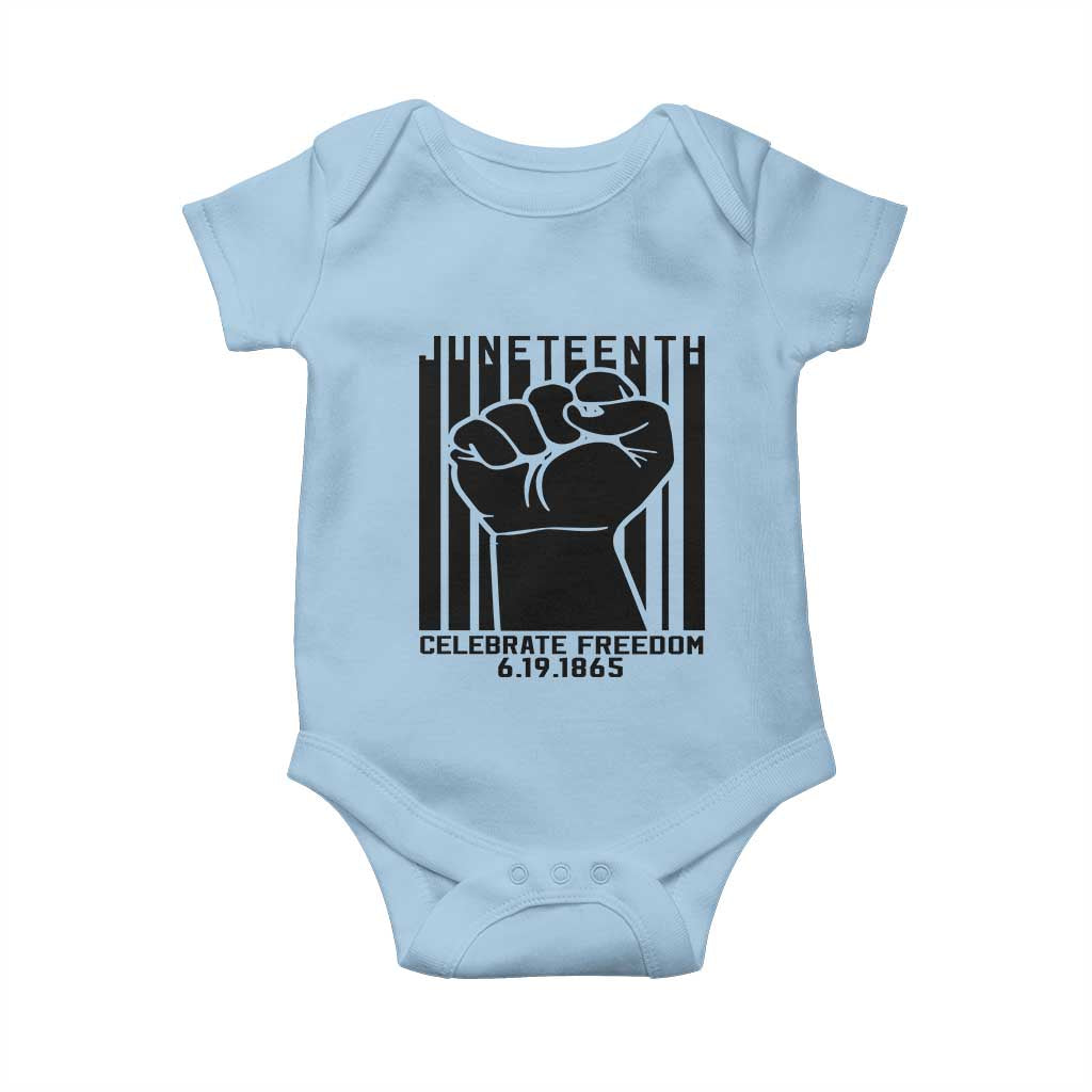 Juneteenth 1865 Independence Baby Onesie Celebrate Freedom Raised Fist TS01 Light Blue Print Your Wear