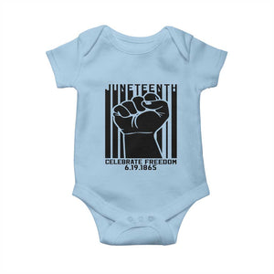 Juneteenth 1865 Independence Baby Onesie Celebrate Freedom Raised Fist TS01 Light Blue Print Your Wear