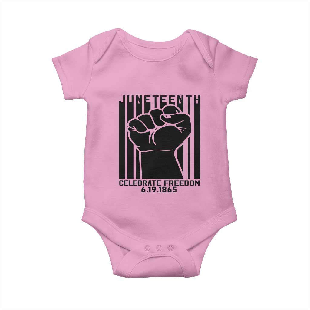 Juneteenth 1865 Independence Baby Onesie Celebrate Freedom Raised Fist TS01 Light Pink Print Your Wear