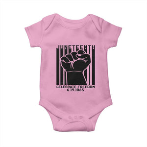 Juneteenth 1865 Independence Baby Onesie Celebrate Freedom Raised Fist TS01 Light Pink Print Your Wear