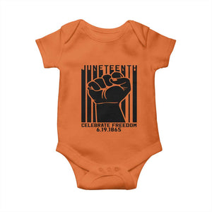 Juneteenth 1865 Independence Baby Onesie Celebrate Freedom Raised Fist TS01 Orange Print Your Wear