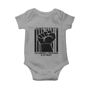Juneteenth 1865 Independence Baby Onesie Celebrate Freedom Raised Fist TS01 Sport Gray Print Your Wear
