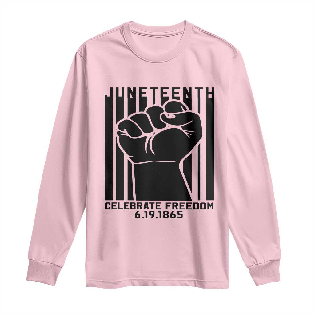 Juneteenth 1865 Independence Long Sleeve Shirt Celebrate Freedom Raised Fist TS01 Light Pink Print Your Wear