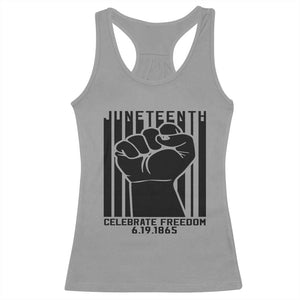 Juneteenth 1865 Independence Racerback Tank Top Celebrate Freedom Raised Fist TS01 Sport Gray Print Your Wear