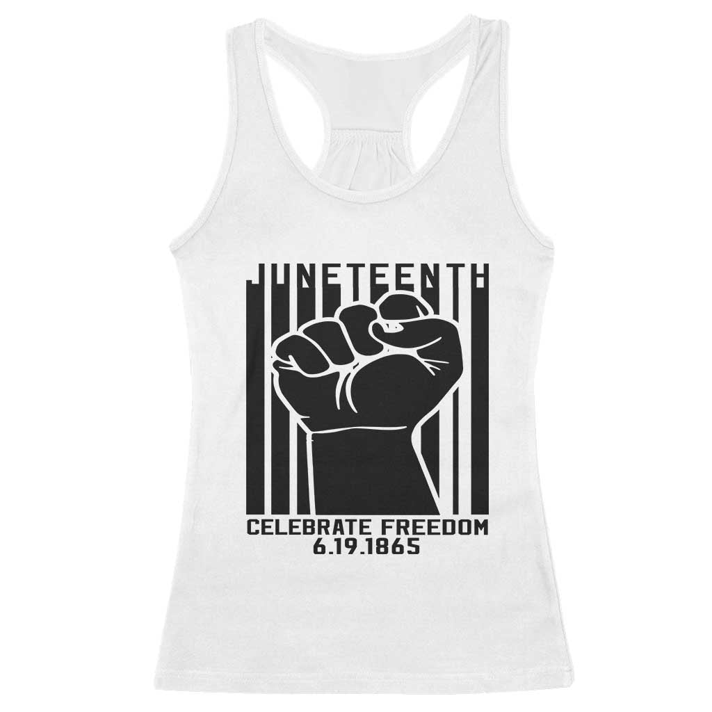 Juneteenth 1865 Independence Racerback Tank Top Celebrate Freedom Raised Fist TS01 White Print Your Wear