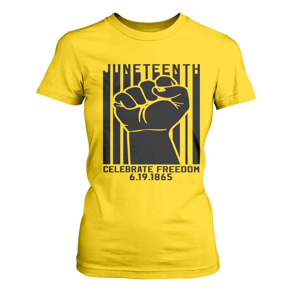 Juneteenth 1865 Independence T Shirt For Women Celebrate Freedom Raised Fist TS01 Daisy Print Your Wear