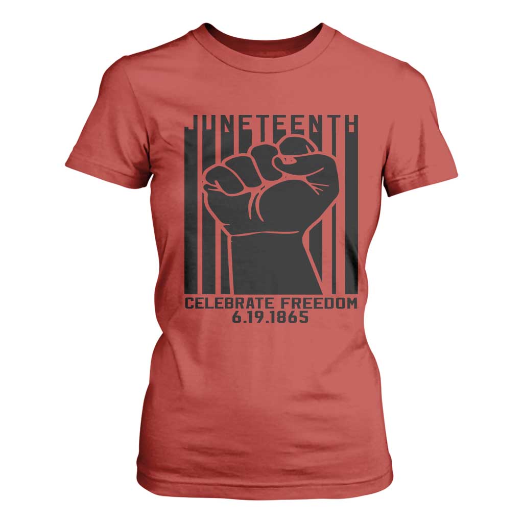 Juneteenth 1865 Independence T Shirt For Women Celebrate Freedom Raised Fist TS01 Red Print Your Wear