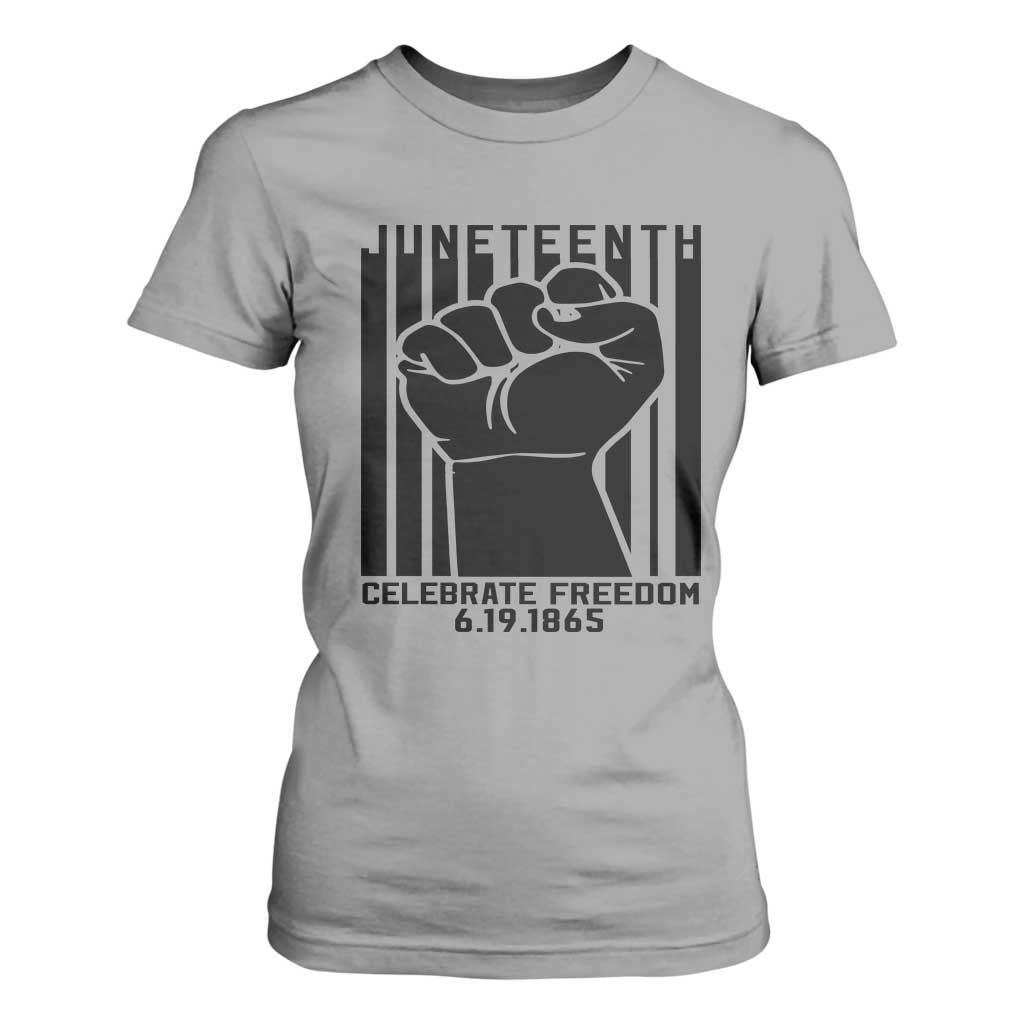Juneteenth 1865 Independence T Shirt For Women Celebrate Freedom Raised Fist TS01 Sport Gray Print Your Wear