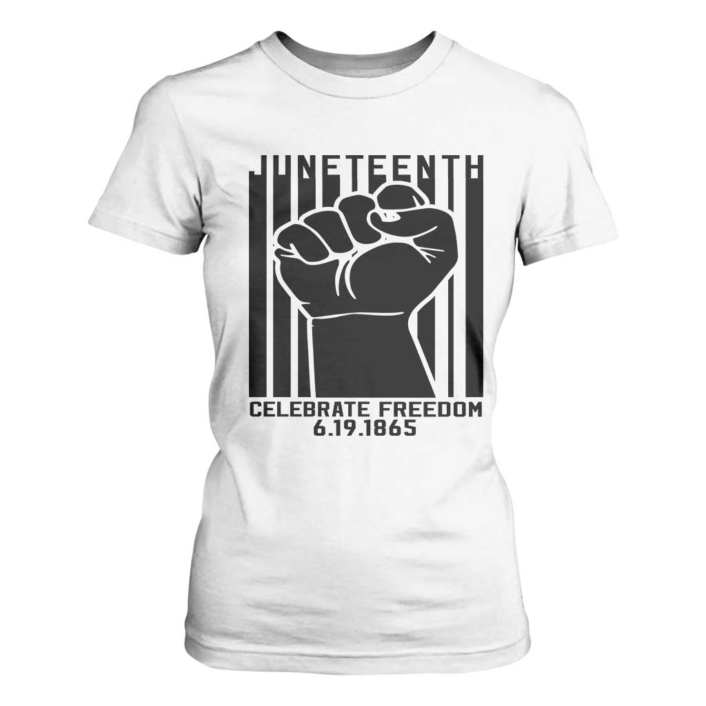 Juneteenth 1865 Independence T Shirt For Women Celebrate Freedom Raised Fist TS01 White Print Your Wear