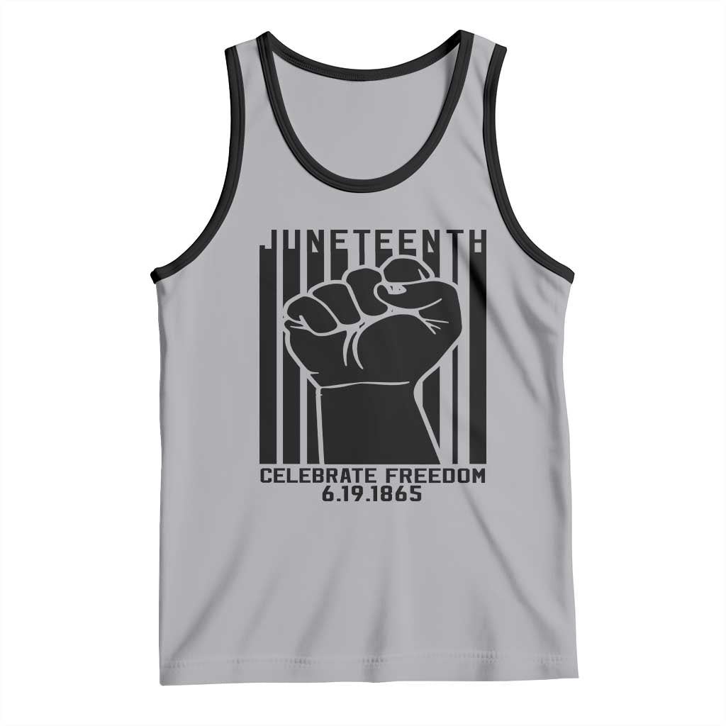 Juneteenth 1865 Independence Tank Top Celebrate Freedom Raised Fist TS01 Athletic Heather Black Print Your Wear