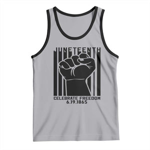 Juneteenth 1865 Independence Tank Top Celebrate Freedom Raised Fist TS01 Athletic Heather Black Print Your Wear