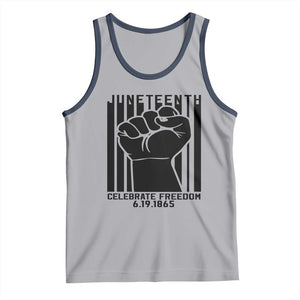Juneteenth 1865 Independence Tank Top Celebrate Freedom Raised Fist TS01 Athletic Heather Navy Print Your Wear