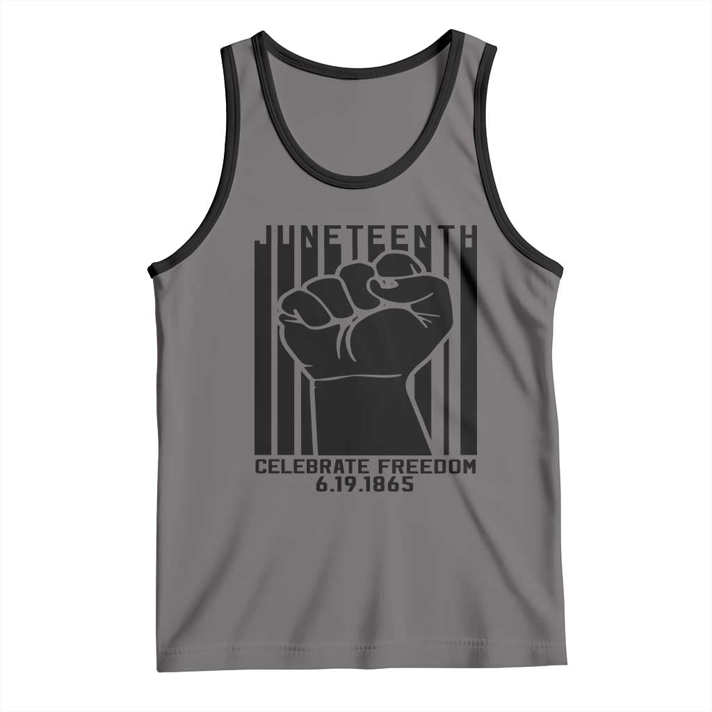 Juneteenth 1865 Independence Tank Top Celebrate Freedom Raised Fist TS01 Deep Heather Black Print Your Wear