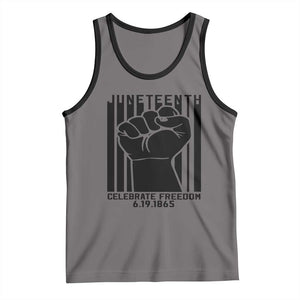 Juneteenth 1865 Independence Tank Top Celebrate Freedom Raised Fist TS01 Deep Heather Black Print Your Wear