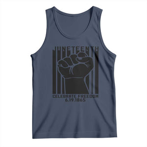Juneteenth 1865 Independence Tank Top Celebrate Freedom Raised Fist TS01 Navy Print Your Wear
