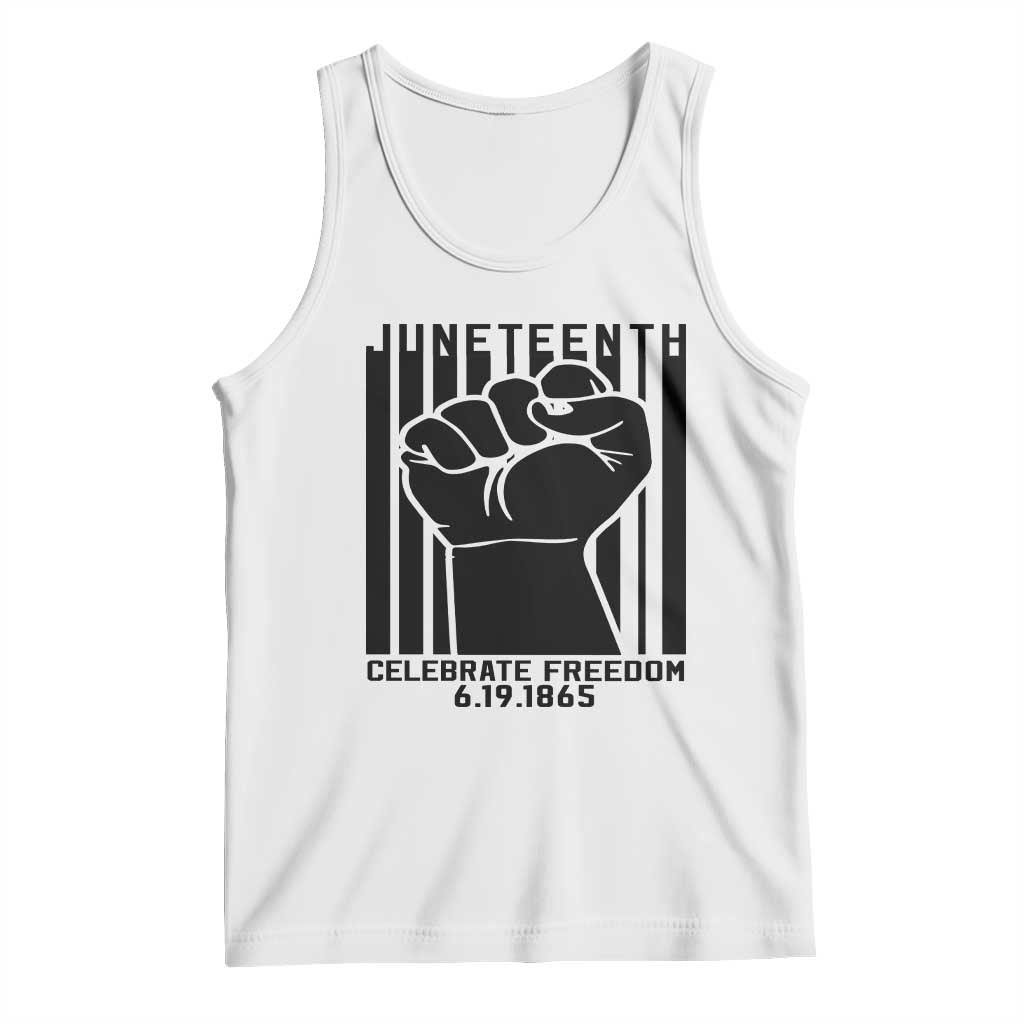 Juneteenth 1865 Independence Tank Top Celebrate Freedom Raised Fist TS01 White Print Your Wear