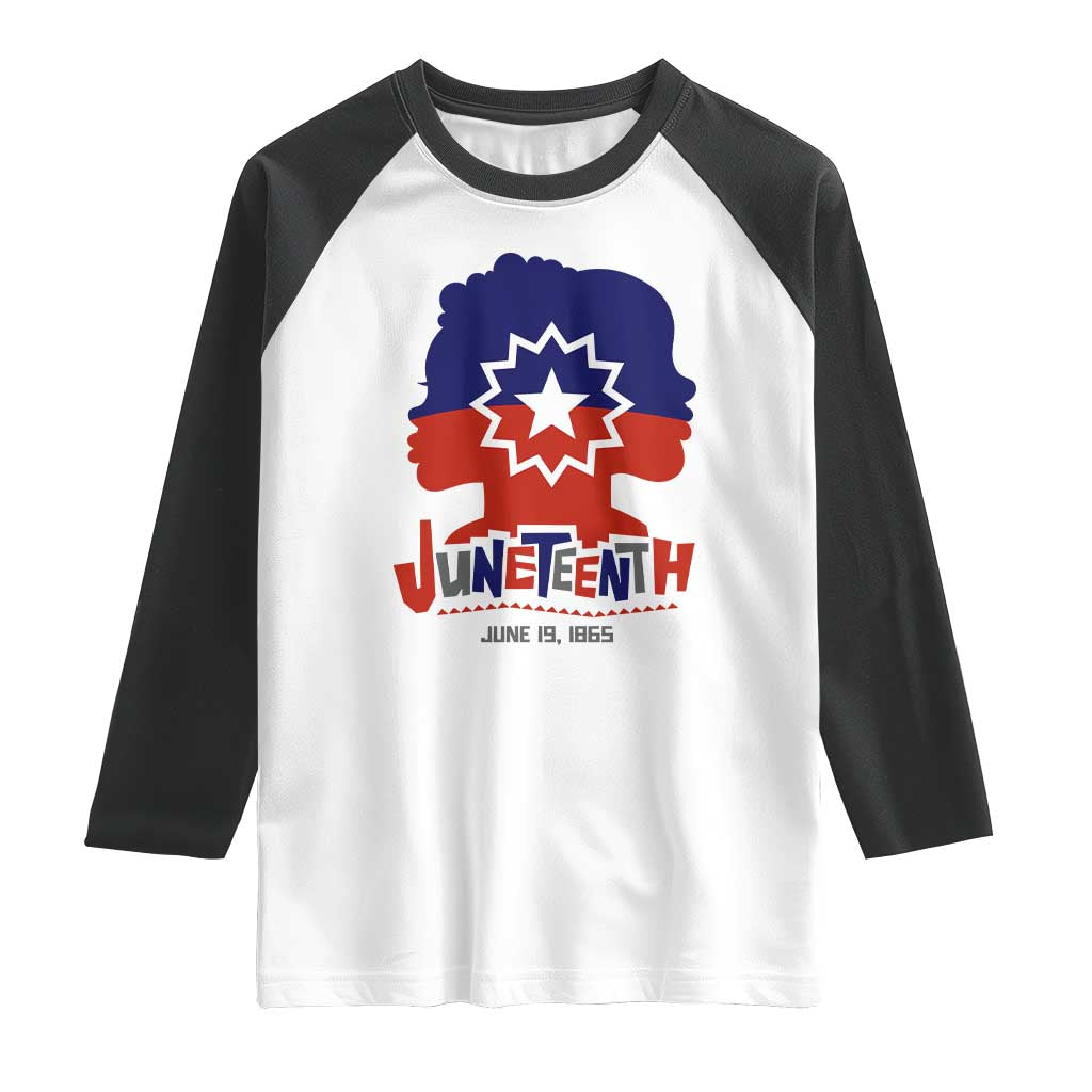 Juneteenth Flag Raglan Shirt Celebrating Black Freedom Day 1865 TS01 White Black Print Your Wear