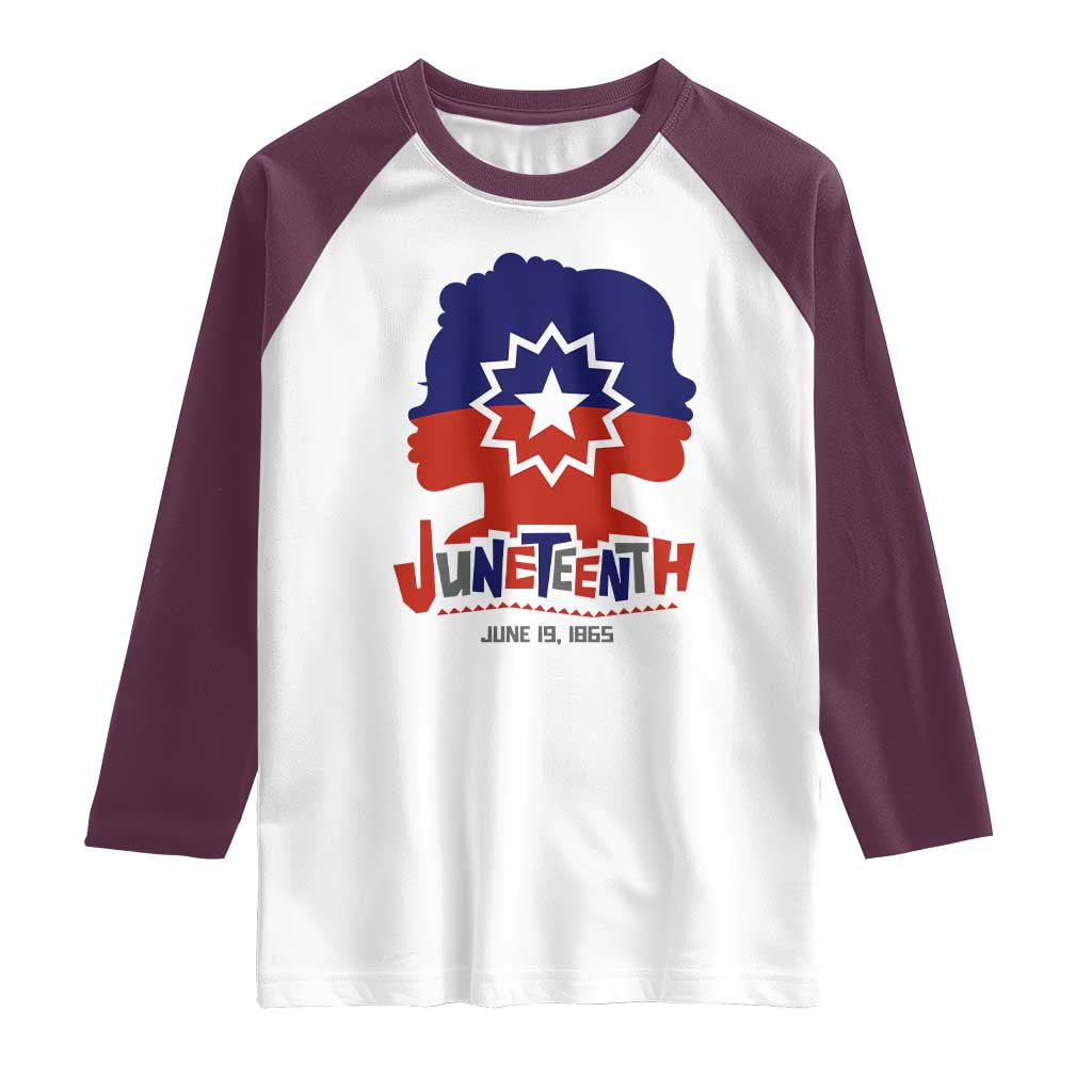 Juneteenth Flag Raglan Shirt Celebrating Black Freedom Day 1865 TS01 White Maroon Print Your Wear