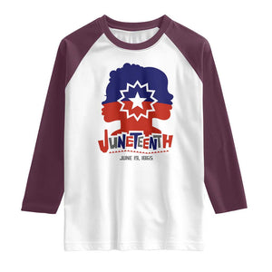 Juneteenth Flag Raglan Shirt Celebrating Black Freedom Day 1865 TS01 White Maroon Print Your Wear