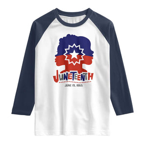 Juneteenth Flag Raglan Shirt Celebrating Black Freedom Day 1865 TS01 White Navy Print Your Wear
