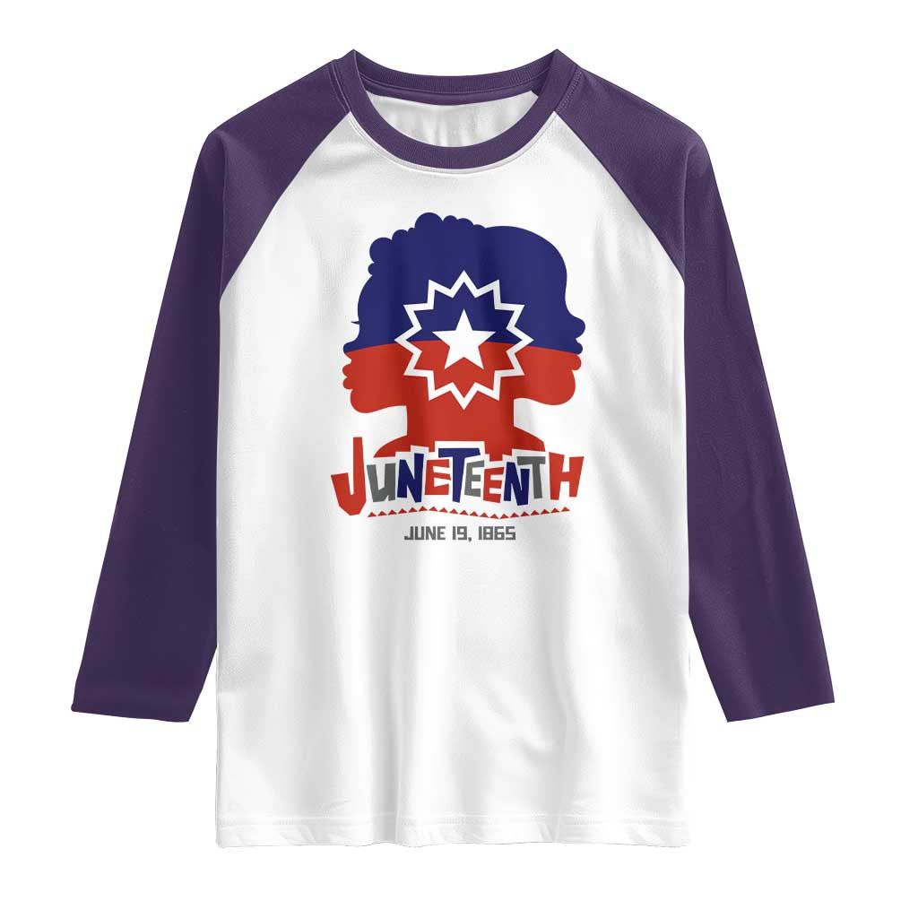 Juneteenth Flag Raglan Shirt Celebrating Black Freedom Day 1865 TS01 White Purple Print Your Wear