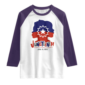 Juneteenth Flag Raglan Shirt Celebrating Black Freedom Day 1865 TS01 White Purple Print Your Wear