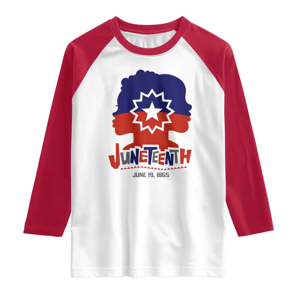 Juneteenth Flag Raglan Shirt Celebrating Black Freedom Day 1865 TS01 White Red Print Your Wear