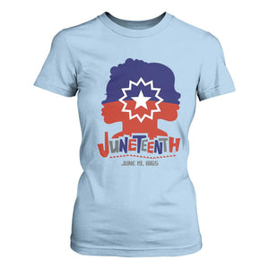 Juneteenth Flag T Shirt For Women Celebrating Black Freedom Day 1865 TS01 Light Blue Print Your Wear